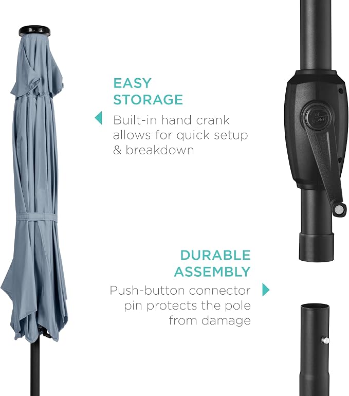Best Choice Products 7.5ft Solar Umbrella LED Lighted Patio Umbrella, Table - Image 6