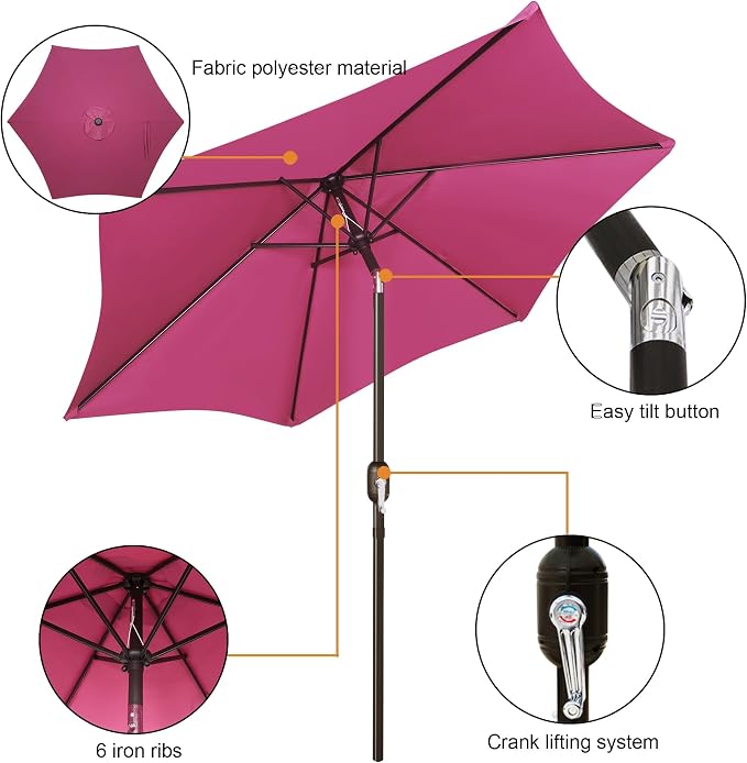 7.5 ft Patio Umbrella, Yard Umbrella, Outdoor Market Umbrella - Image 2