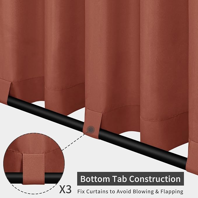 Easy-Going Outdoor Patio Curtains 2 Panels, 54x84 inch, Terra Red | Privacy - Image 3