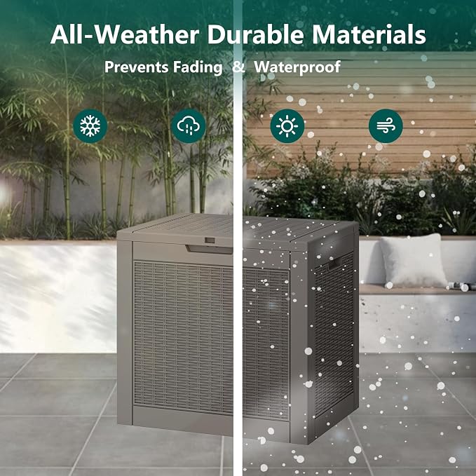 30 Gallon Outdoor Storage Box, Resin Deck Boxes Indoor and outdoor, Waterproof - Image 3