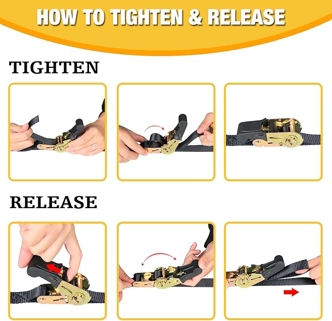Endless Ratchet Tie Down Straps,Du-Rable Nylon Black Strap Ratcheting Securing,Heavy Duty Cargo,Track Spring Fittings,Cargo Ropes for Trailer Loads,Motorcycle,Kayak,7ft-2Pack