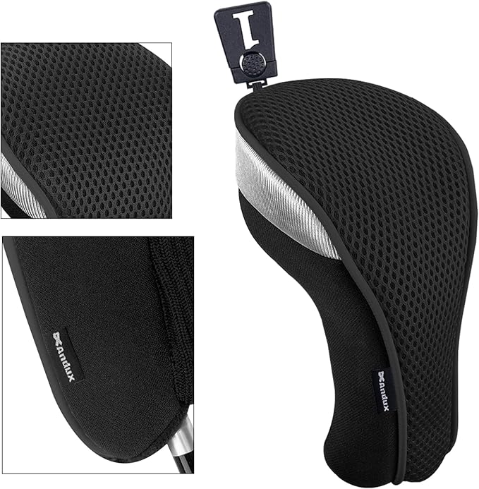 Andux 4pcs/Pack Mesh Golf 460cc Driver Fairway Wood Club Head Covers with Interchangeable No. Tags