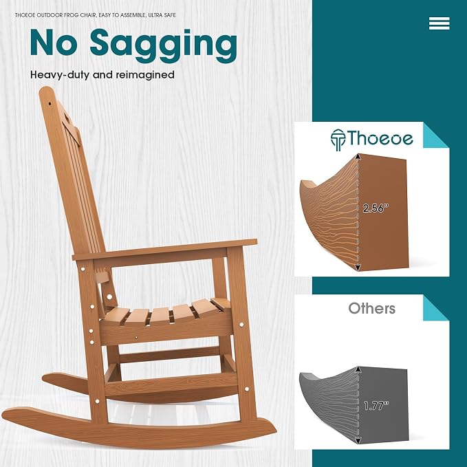 THOEOE Outdoor Rocking Chairs Set of 4, Oversized Patio Rocking Chair | HDPE - Image 6