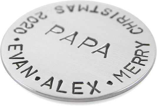 Custom Golf Ball Marker - Personalized with Your Special Message or Names - Hand Stamped Sterling Silver