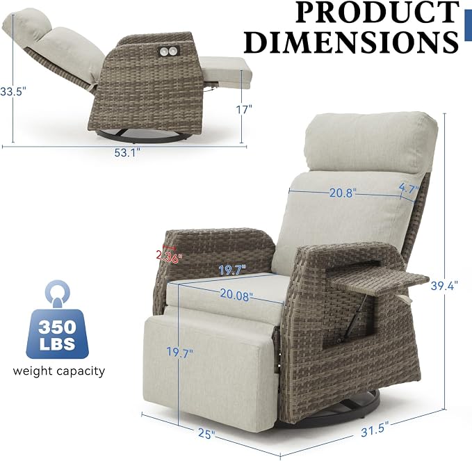 Outdoor Swivel Recliner Chair, Adjustable Rattan Patio Recliners | Independent - Image 2