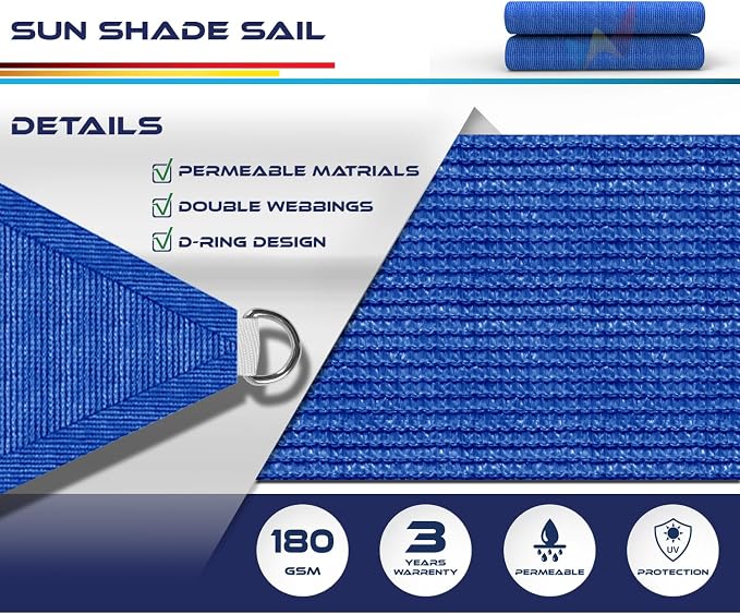Windscreen4less 9' x 9' x 9' Sun Shade Sail Triangle Outdoor Canopy Cover UV - Image 3