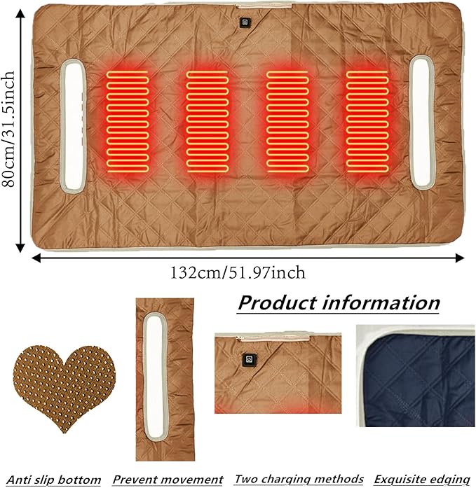 Golf Cart Heater, Heated Golf Cart Seat Cover - USB Powered 4-Zone Warming Pad & Electric Blanket for Golf Carts, 3-Temperature Settings with Portable Foldable Design (Coffee)