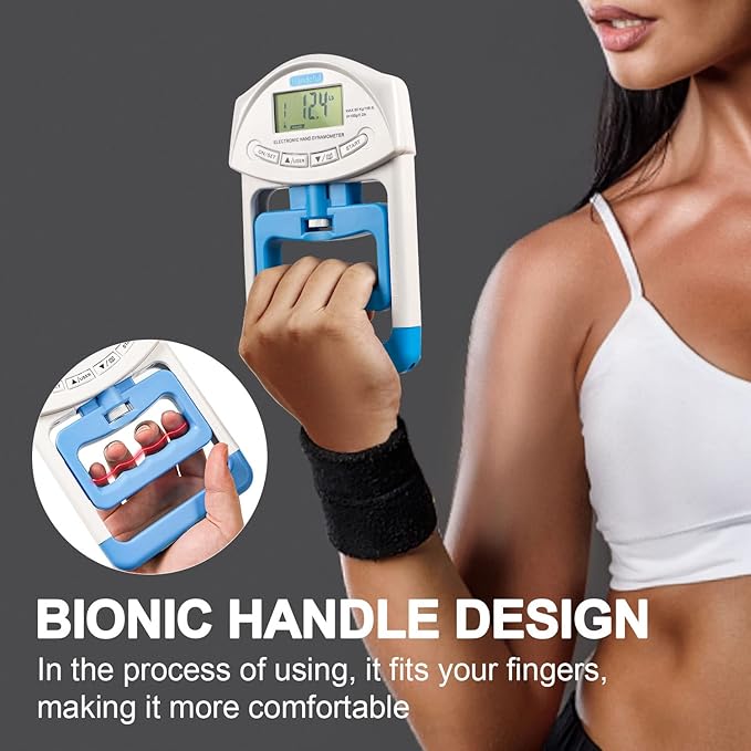 Handeful Grip Strength Tester, Hand Grip Dynamometer (198Lbs / 90Kgs), Electronic Handgrip Testing for Sports Home School Use