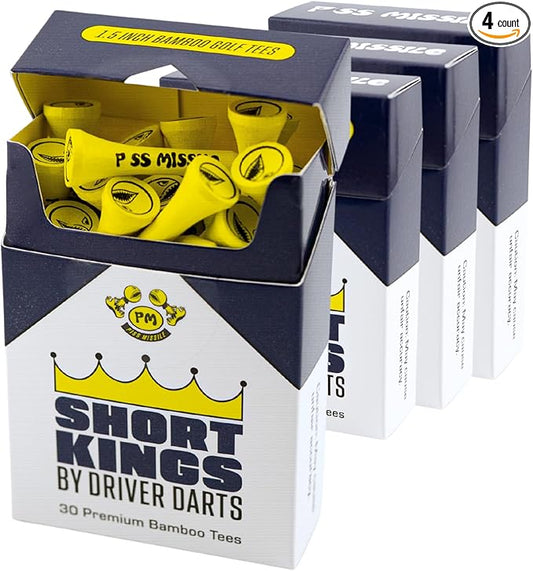 Driver Darts by P*ss Missile, Premium Bamboo Wood Golf Tees - Iconic Tee Packging and Style, Cool Golf Gifts
