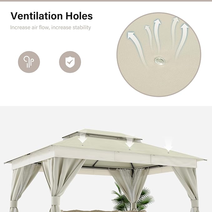 10'x13' Outdoor Gazebo, Metal Frame Heavy Duty Patio Canopy Tent Shelter - Image 9