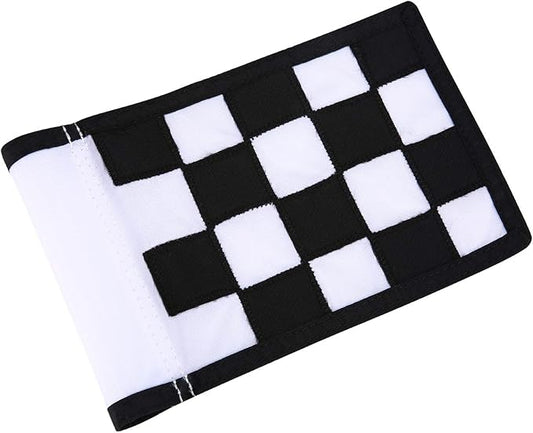 Golf Flag, Green Putting Green Flag,Solid Nylon and Checkered Training Flags for Indoor Outdoor Backyard Garden, Portable Golf Target Flags,8.7 * 6 inch (White-Black)