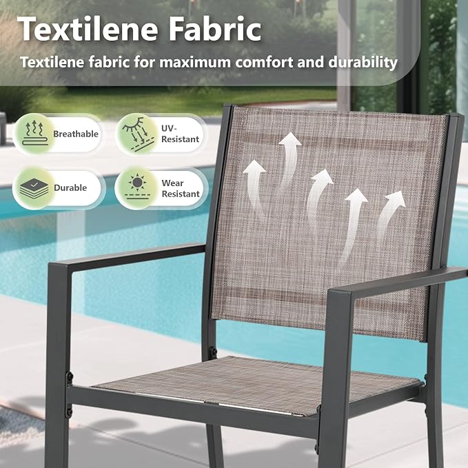 Patio Dining Chairs, All-Weather Textilene Outdoor Dining Chair Set of 4 - Image 4