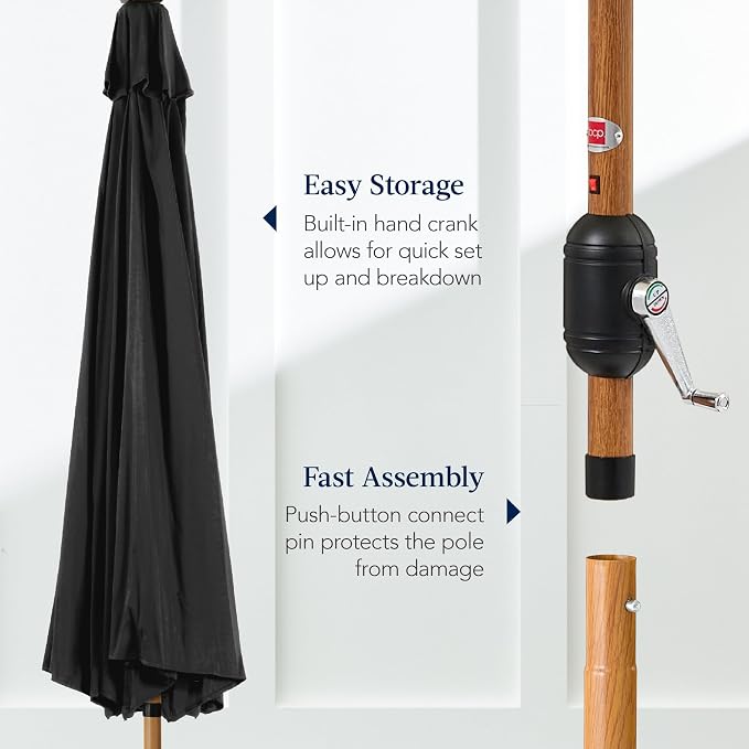 Best Choice Products 10ft Solar Market Patio Umbrella w/Woodgrain Pattern Pole - Image 7