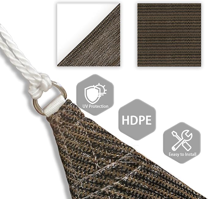 Patio Paradise 4' x 4' x 4' Sun Shade Sail Triangle Canopy Shade Cloth Fabric - Image 3