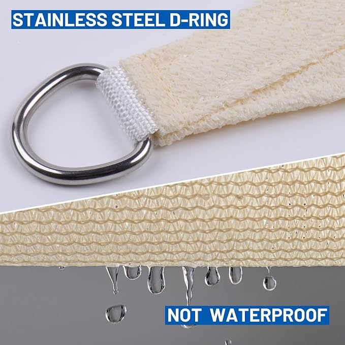Sun Shade Sail 7'x16' Butter Cream Rectangle Custom Size | 95% UV Block - Image 6