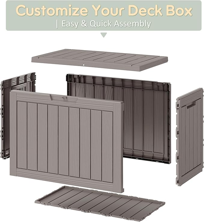 55 Gallon Outdoor Storage Box, All-Weather Resin Deck Box Outdoor Waterproof - Image 6