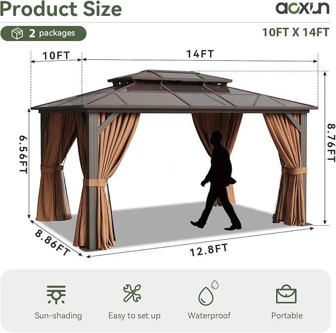 Aoxun 10'x14' Hardtop Gazebo - Image 4