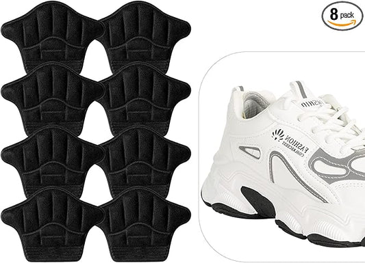 Reusable Heel Guards Liners for Loose Shoes & Too Big Boots - Self-Adhesive Heel Protector Pads (4 Black)