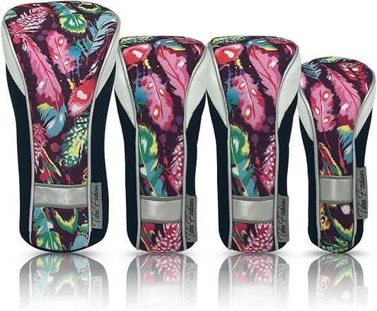 Taboo Fashions Monaco Golf Club Covers for Women - Numbered Golf Headcovers Set for Driver, Fairway and Hybrid Clubs - Weather Resistant, Pack of 4