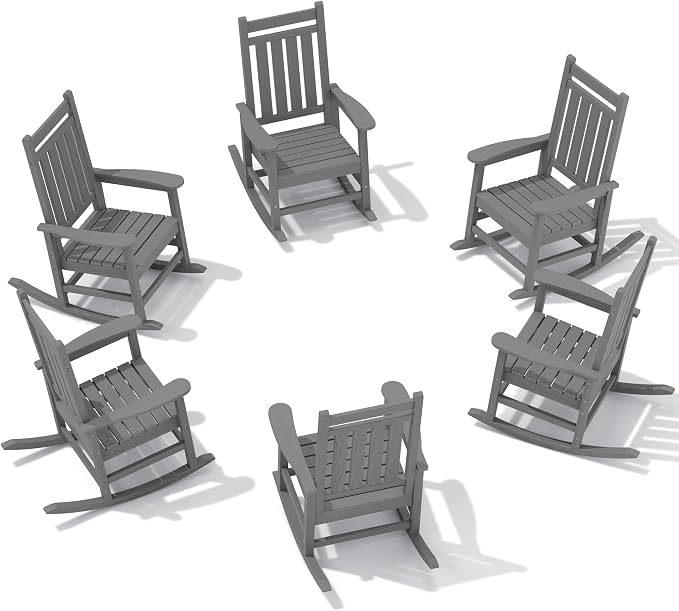 SERWALL Outdoor Rocking Chair Set of 6, Patio Rocking Chairs by SERWALL