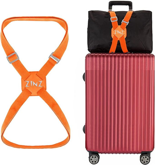 ZINZ Luggage Strap, High Elastic Suitcase Belt Adjustable Bag Bungees for Easier Travel，Orange