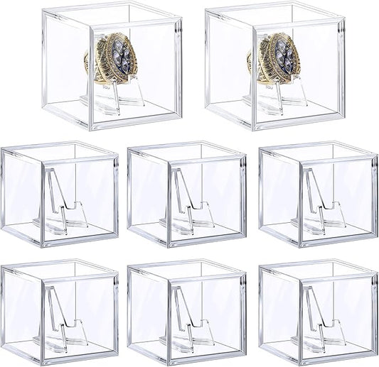 Championship Ring Display Case, Acrylic Display Box and Holder for Super Bowl, Championship, and Baseball Rings, for Collectors and Enthusiasts, 8pcs