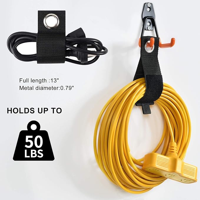 AOBEN Garage Hooks Heavy Duty, Steel Garage Storage Hooks, Utility Tool Hangers and Combinable Wall Mount Garage Hooks for Organizing Ladders, Bikes, Hoses, and More Equipment (Small J, 4 Pack)