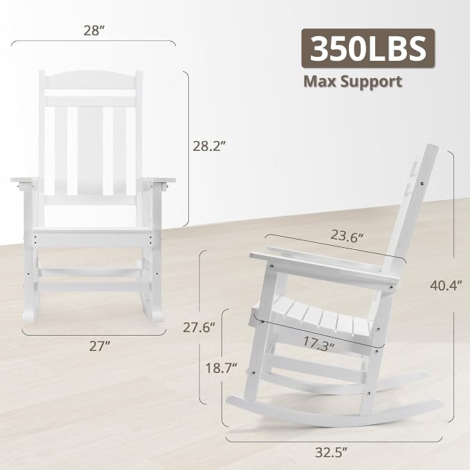LUE BONA Outdoor Rocking Chairs Set of 4, Weather Resistant HDPS Poly Rocker - Image 2