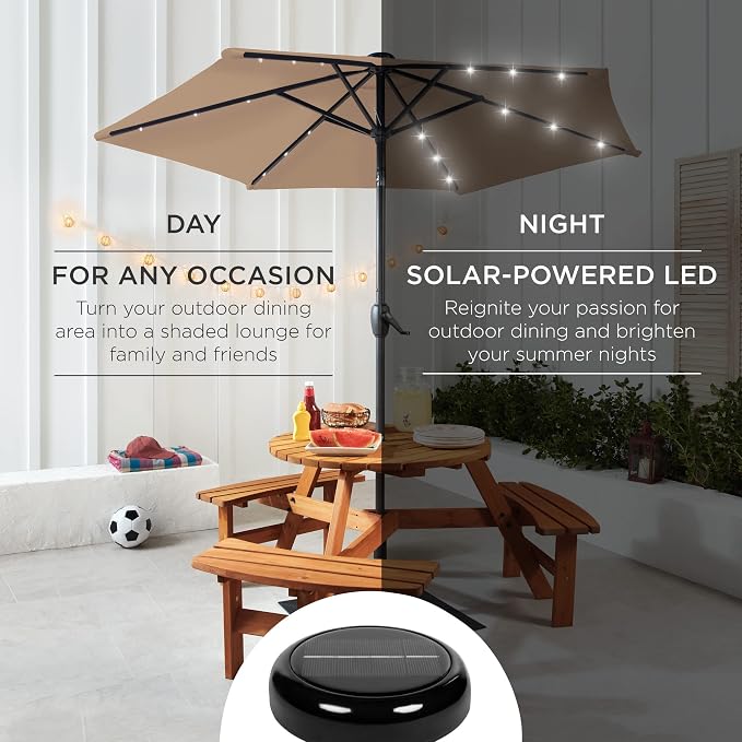 Best Choice Products 7.5ft Solar Umbrella LED Lighted Patio Umbrella, Table - Image 3