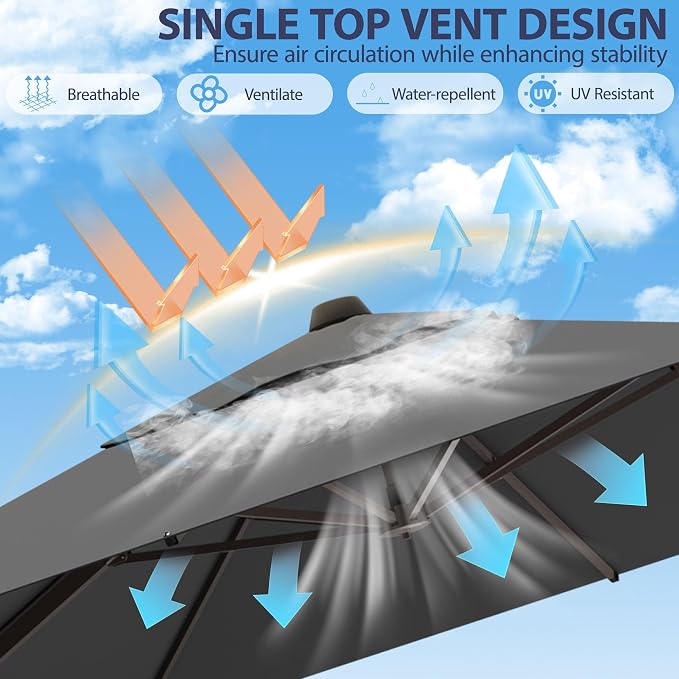 10' X 10' Patio Umbrella Cantilever Outdoor Rectangle Umbrella - Image 5