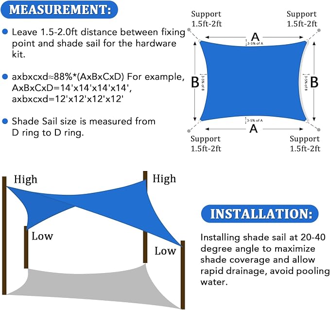 Shade&Beyond 5'x6' Sun Shade Sail Canopy Rectangle, UV Block Breathable Curved - Image 6