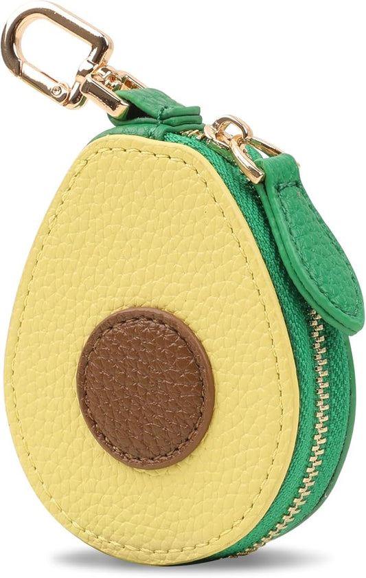 XSUIOY Orange Fruit Coin Purse Keychain Bag Charm, Mini Leather Coin Purse & Pouch Airtag Holder Keychain, Kawaii Bag Charms for Handbag, Tote, Keys, Airtag, Gifts for Girls & Women