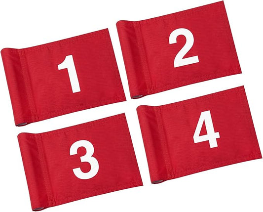 KINGTOP Numbered Golf Flag All 8x6 Inch – Upgraded Dual-Layer 420D Nylon, Double Sided Printing, Tube Inserted – Mini Practice Putting Green Flags for Yard