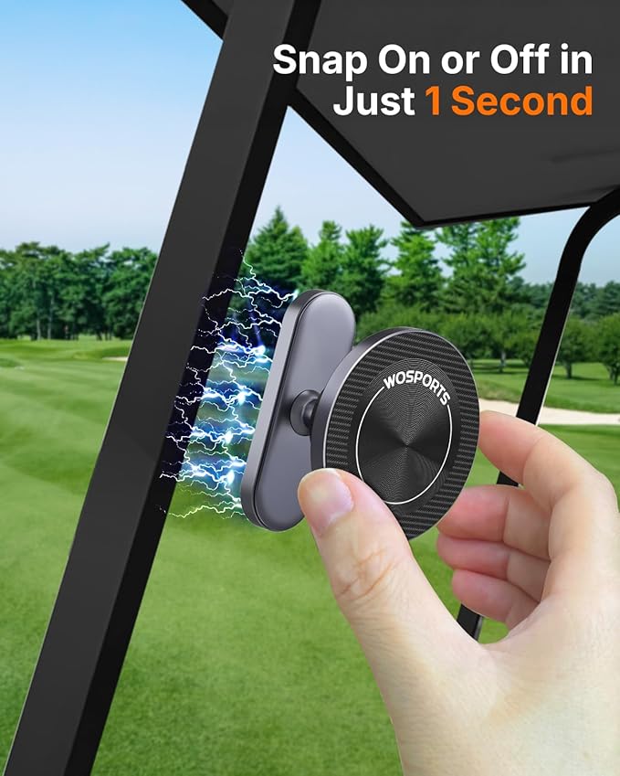 WOSPORTS Magnetic Golf Cart Phone Holder, Golf Cart Phone Mount for iPhone 16 Pro Max 15 14 13 12 Plus, Golf Cart Accessories Gifts for Men Women