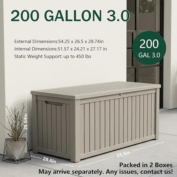 Outdoor Storage Box, 200 Gallon Waterproof Deck Box, Premium Hydraulic Cushion - Image 2
