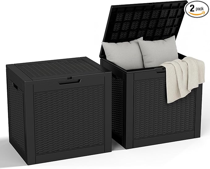 32 Gallon Outdoor Storage Box, Large Resin Deck Box by ASKPASS