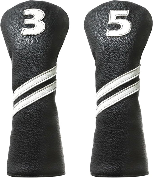 Golf Club Covers,4pcs or 1pc Golf Headcovers for Woods and Driver Fairway Hybrids Women Men - Premium PU Leather with Interchangeable Tags & Magnetic Blade and Mallet Putter Covers