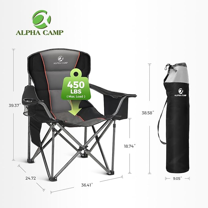 ALPHA CAMP Oversized Fully Padded Camping Chairs - Image 2