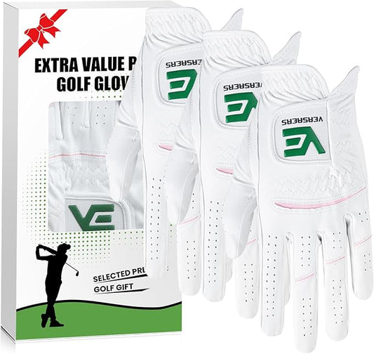 Womens Ladies Golf Rain Gloves Value 3 Pack Left Right Hand, Enhanced Wet Hot Weather Performance Cool Grip, Fit Small Medium Large XL