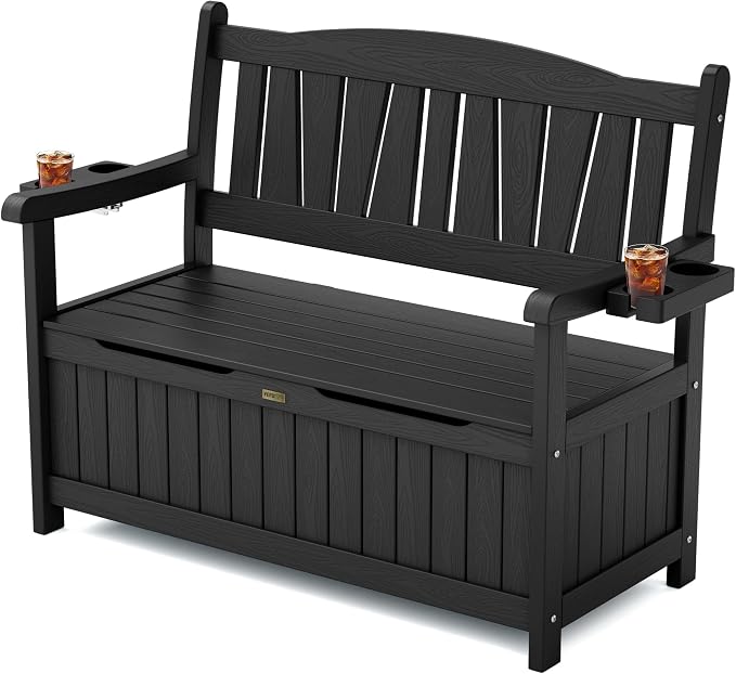 YEFU Outdoor Bench, Heavy Duty Garden Storage Bench, Weatherproof, Weatherproof by YEFU