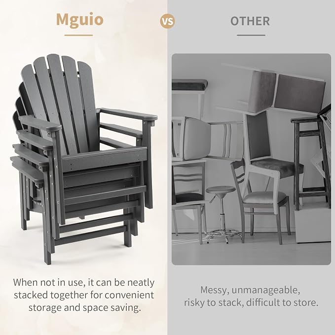 Oversized Stackable Adirondack Chair Set of 2, HDPE Fire Pit Chair | All-Weather - Image 4
