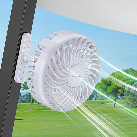 A2C Golf Cart Fan Rechargeable Magnetic Base Battery Operated Portable Fan 3 Speeds 4000 RPM Strong Airflow Compatible with Yamaha, EZGO, Club Car - 360° Rotatable Golf Cart & Cruise Ship Accessories