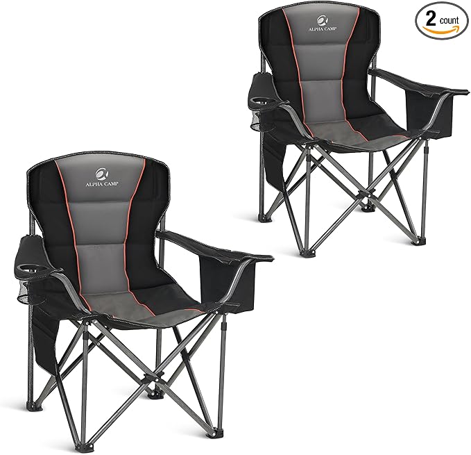 ALPHA CAMP Oversized Fully Padded Camping Chairs by ALPHACAMP