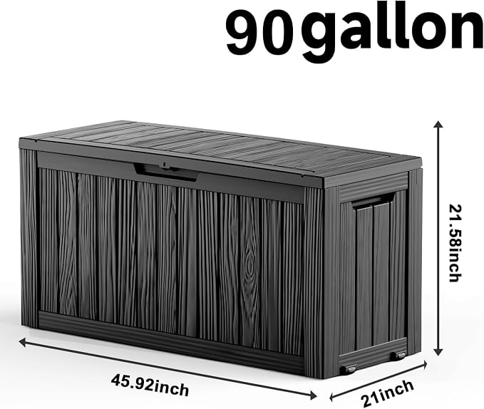90 Gal Waterproof Outdoor Storage Box UV Resistant Deck Box | Large resin - Image 2