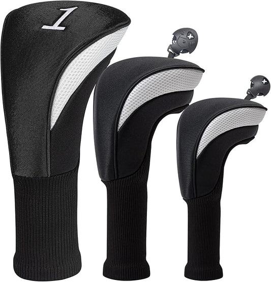 Golf Head Covers for Fairway Woods Driver Hybrids 5 Pieces Nylon Mesh Sports Fan Golf Club Headcovers-Golf Accessories for Men Women.