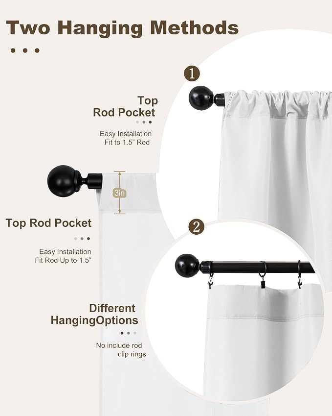 Outdoor Curtains for Patio Waterproof Rod Pocket 8 Pcs 54x95 Inch White | - Image 3