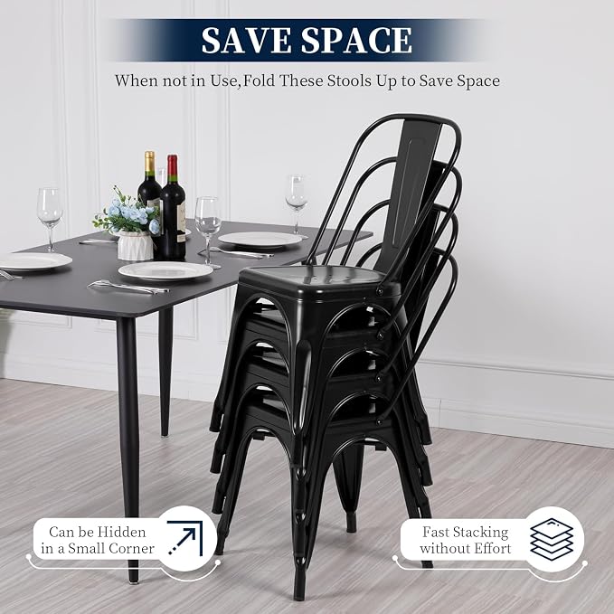 FDW | Metal Dining Chairs | Set of 4 - Image 4