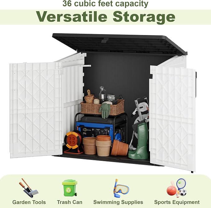 Plastic Outdoor Storage Shed, 36 Cu Ft Waterproof Outdoor Storage Cabinet - Image 4