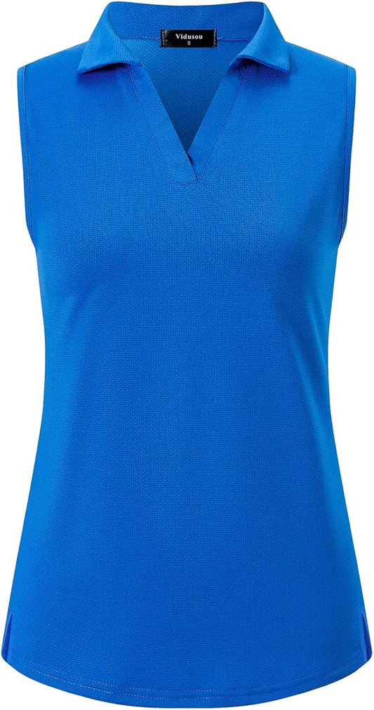 Womens Sleeveless Golf Polo Shirts Lightweight Tennis Sport Tops
