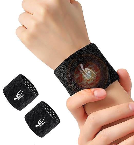 HiRui Wrist Compression Wraps, Wrist Brace Wrist Support for Sports, Mouse Hand, Mother's Hand, Carpal Tunnel Arthritis, Tendonitis - Premium Elastic & Breathable Mesh Fabric (Black, Medium)